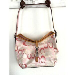 *RARE* Coach Hampton Pink Optic Slouch Clip Hobo Bag  EUC